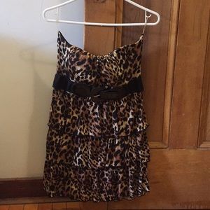Rue 21 Leopard print belted ruffle dress